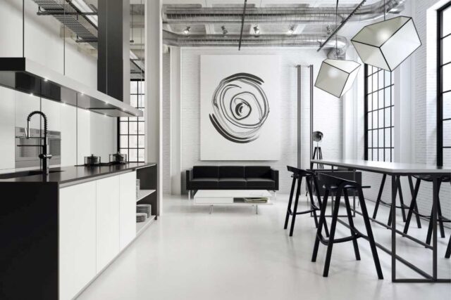 Moderne architectuur met woonbeton in het wit