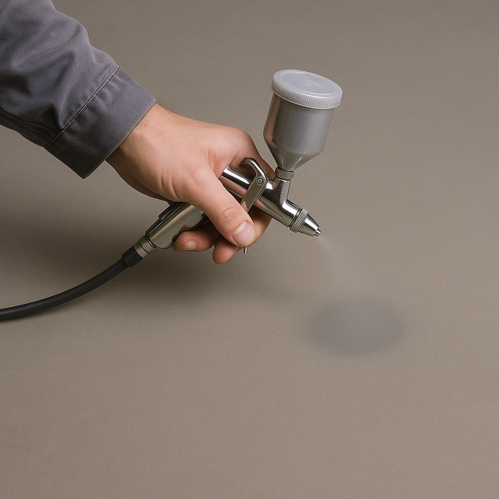 Gietvloer reparatie met een spuitbus