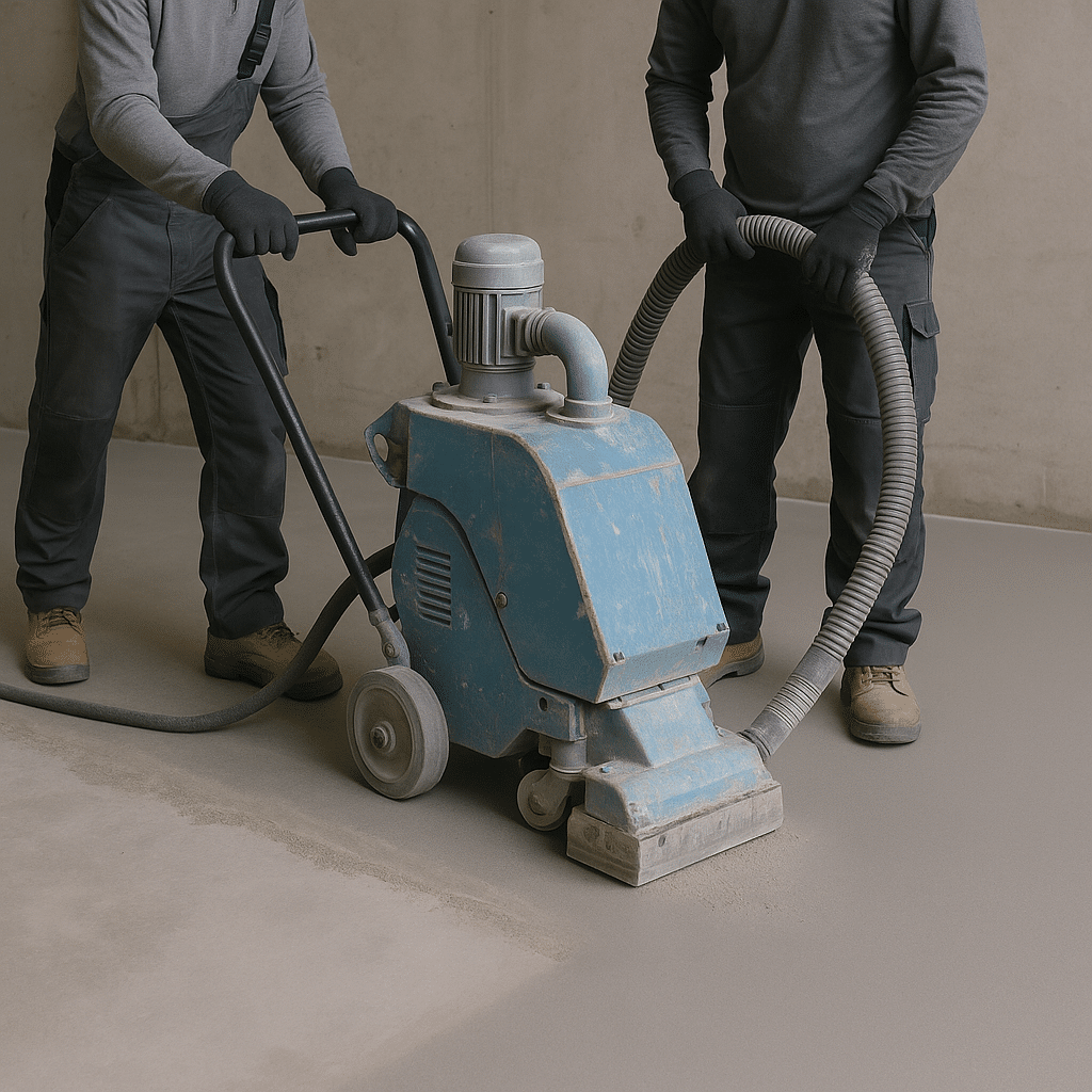 Gietvloer verwijderen met een speciaal apparaat